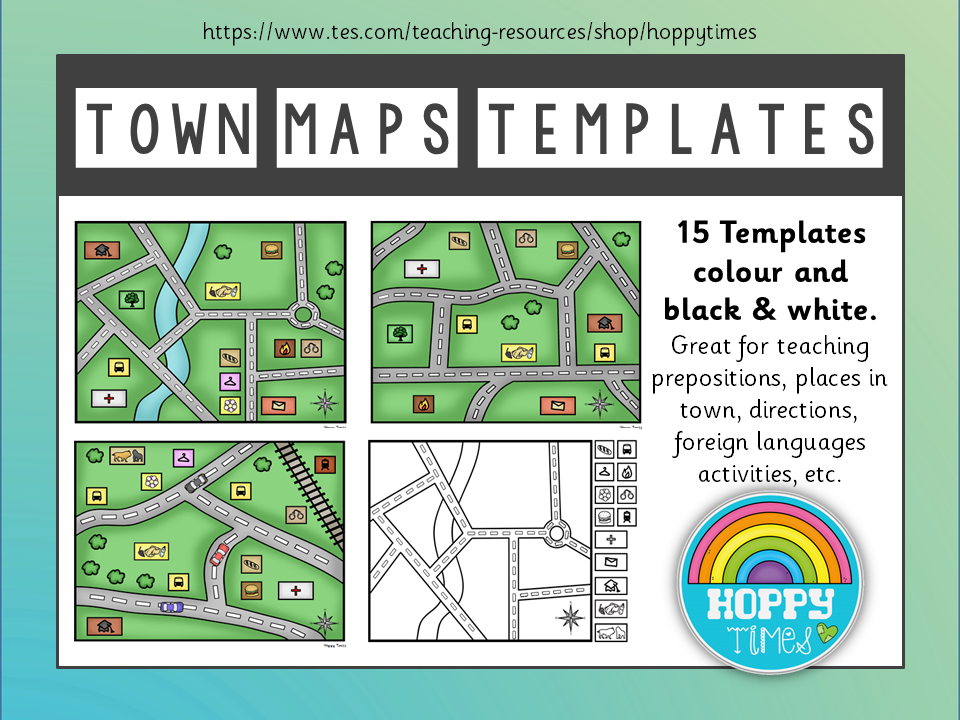 TOWN MAP Templates (directions, places, French) | Teaching Resources