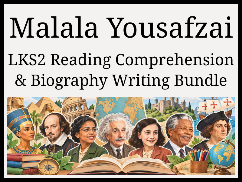 Malala Yousafzai Reading Comprehension & Biography Writing Bundle | Year 3 & Year 4 | LKS2