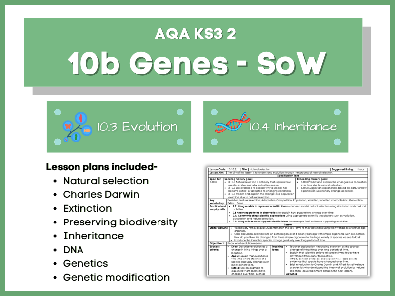 10b Evolution and Inheritance Scheme of Work