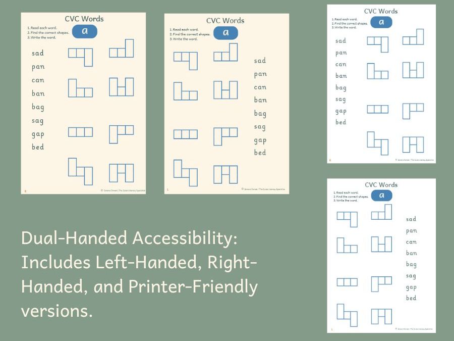 CVC Shape-Spelling Activity |  Short a sound | Dual-Handed