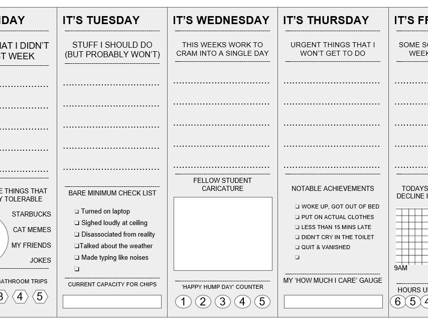 Productivity Charts printable template