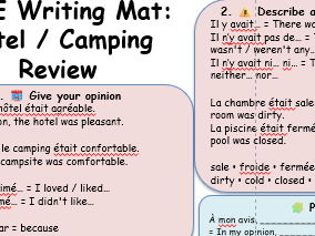 Hotel and Camping Review Writing Mat