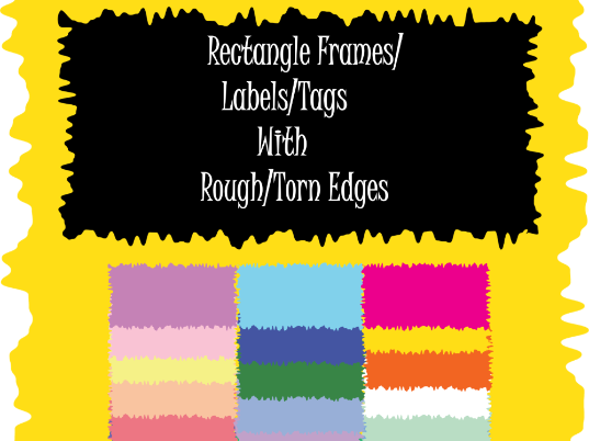 Rectangular Frames/Labels/Tags with Rough/Torn Edges for Personal & Commercial Use