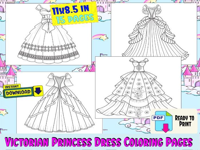 Victorian Princess Dress Coloring Pages