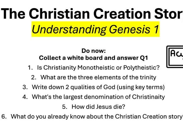 GCSE RE AQA – Christian Beliefs: Creation (Genesis, Big Bang & Paley’s Watch Analogy)