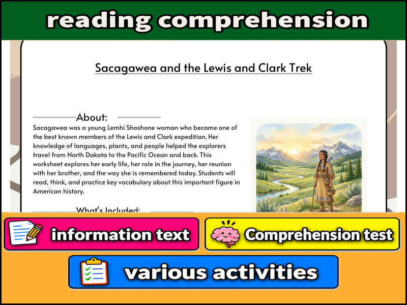 Sacagawea and the Lewis and Clark Trek & Comprehension Test