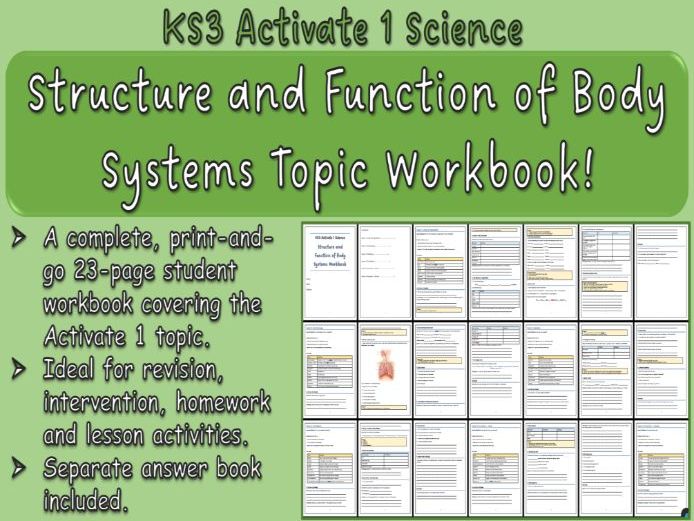 Structure and Function of Body Systems Workbook KS3 Activate 1 Science