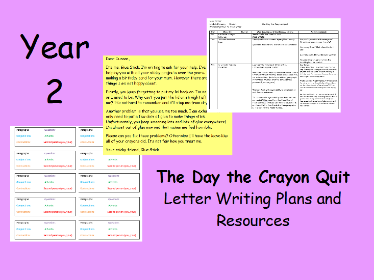 Year 2 The Day the Crayons Quit  Letter writing (2 Weeks)