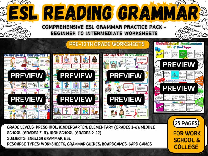 Comprehensive ESL Grammar Practice Pack