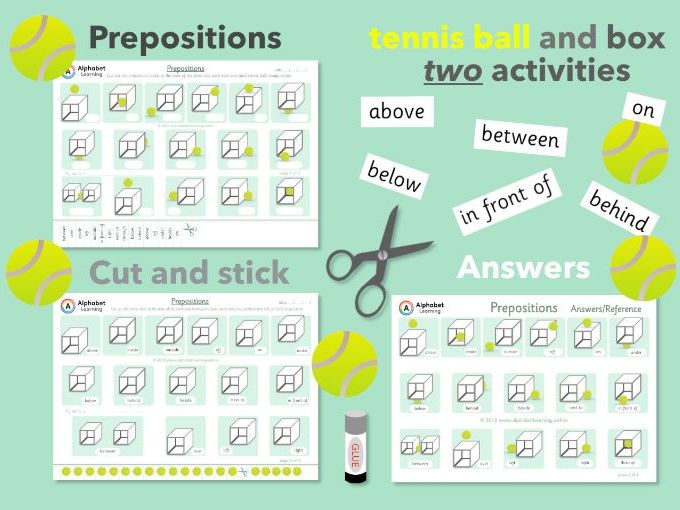 Prepositions x2 Cut/Stick Activities with Answers
