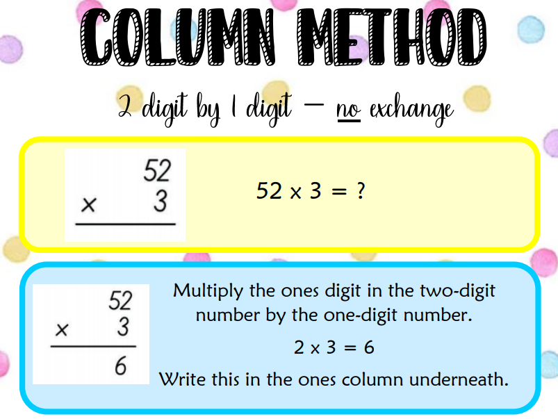 Column multiplication NO exchange Teaching Resources