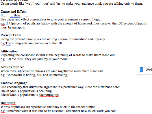 Writing to persuade - useful vocabulary -IGCSE ESL