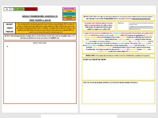 AS EDUQAS FRAMEWORK (HOMEWORK) SHEET 2: 'TIDE' AUDIENCE