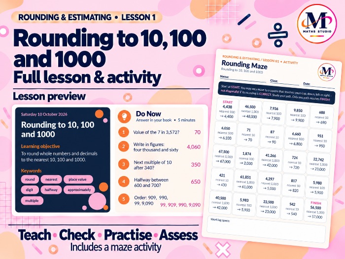 Rounding to 10, 100 & 1000 | Lesson & Activity