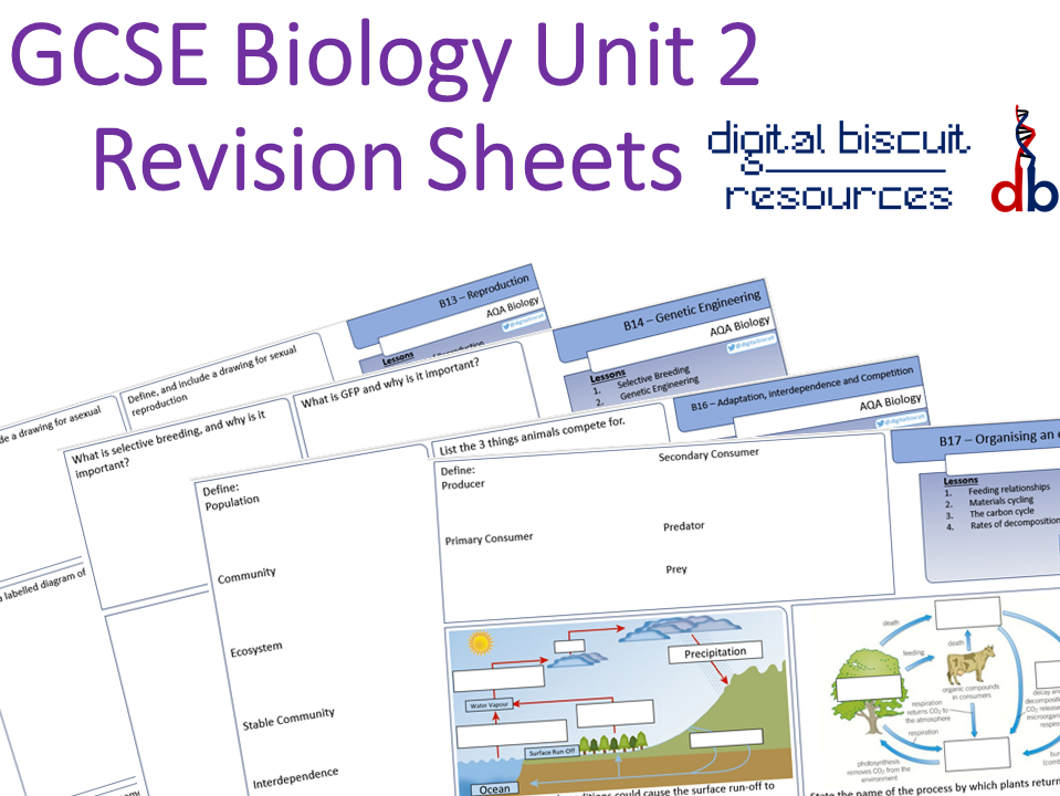 New AQA 9-1 Biology Unit 2 Revision Sheets