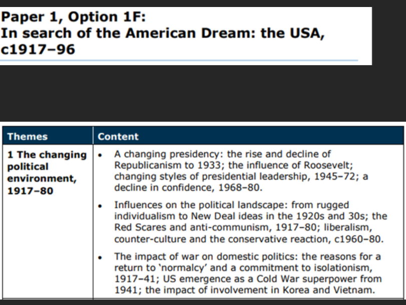 Edexcel History- USA 1917-96 revision notes, key topic 1 | Teaching ...