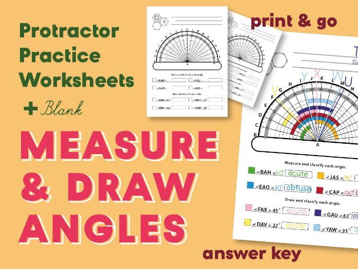 Measure & Draw Angles – Protractor Practice Worksheets