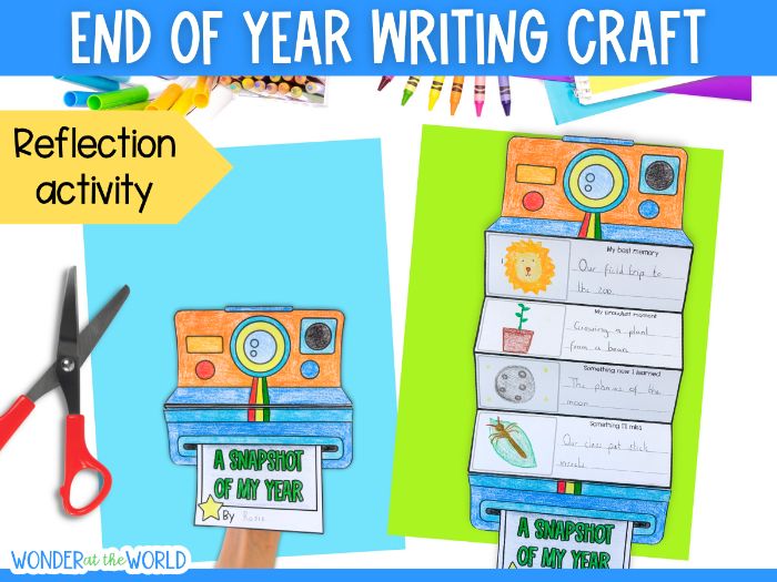 End of year camera writing craft for week day of school