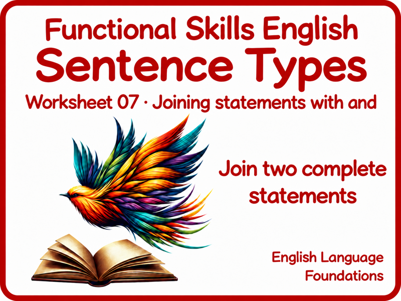 Understanding Compound Sentences with And | Functional Skills English Worksheet Pack