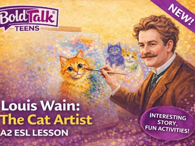 No Boring Reading | ESL Lesson Teens Actually Enjoy (A2, The Cat Artist)