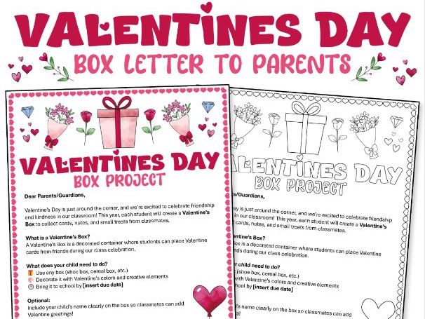 Editable Valentine’s Box Letter to Parents | Valentine’s Day Classroom Project