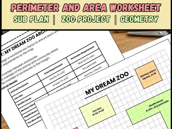 Area and Perimeter Worksheet 3rd 4th & 5th Grade Grid Geometry Activity hands-on Project No Prep