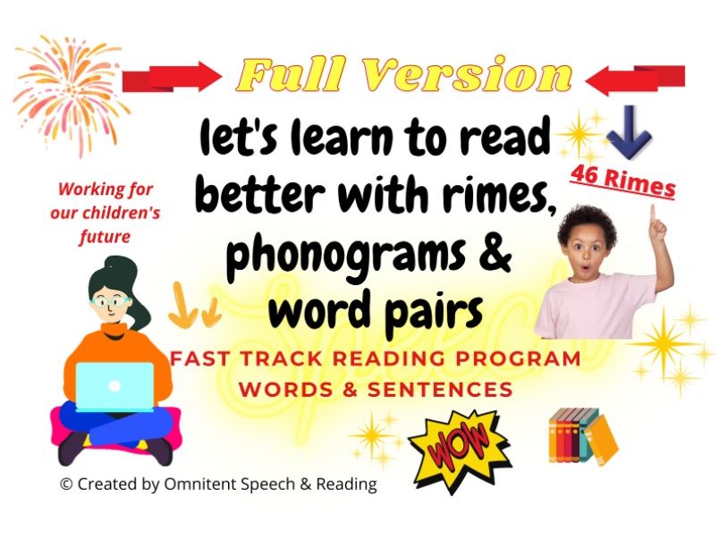 Dyslexia Reading Lesson - 46 Rimes, Word Families To Teach Struggling Readers