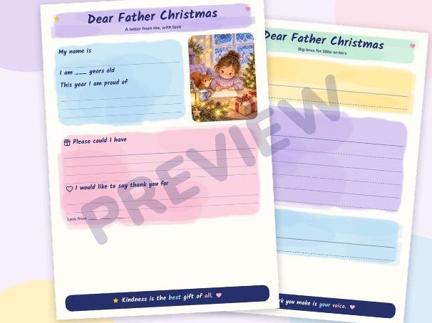 Letter to Father Christmas Printable: 4 Versions incl. SEND Picture Supported