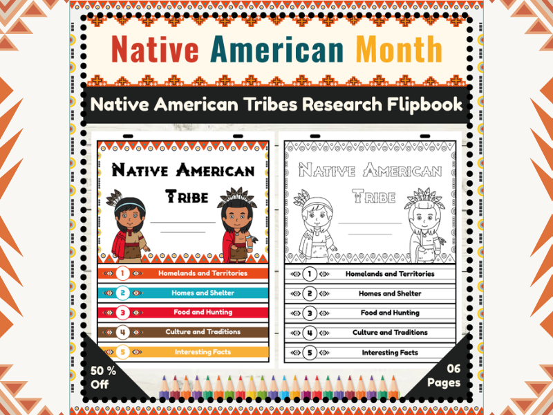 Native American Tribe Research Flipbook : Interactive Project for First Graders