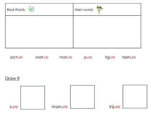 Phonics - ure sound worksheets - Resource bundle