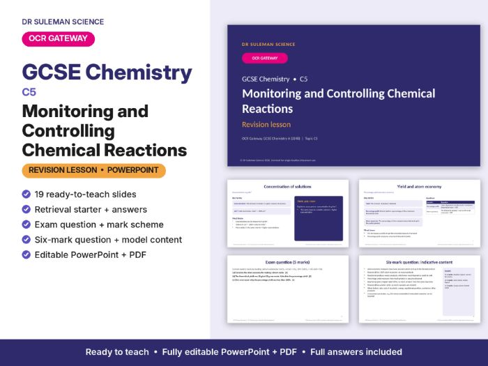 OCR Gateway GCSE Chemistry C5 Monitoring & Controlling Reactions Revision Lesson