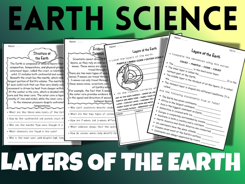 Earth Science Layers Of The Earth Activity