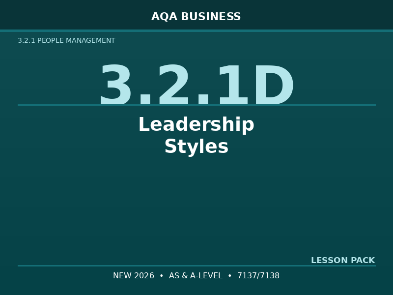 NEW 2026 AQA AS & A-Level Business 7137/7138 – 3.2.1D Leadership Styles – LESSON PACK