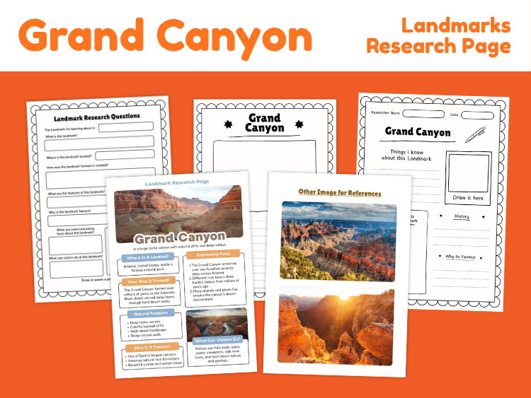 Grand Canyon Landmark Research Project | Geography Worksheets