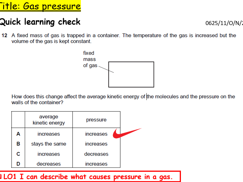 Gas pressure  for IGCSE Physics 0625 CIE Unit 2