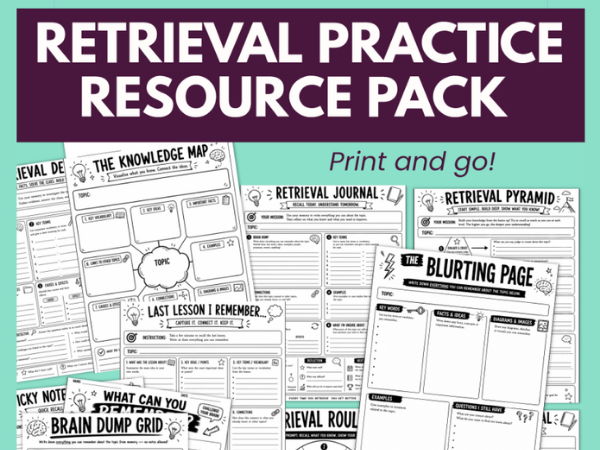 Retrieval Practice starter Worksheets x 17