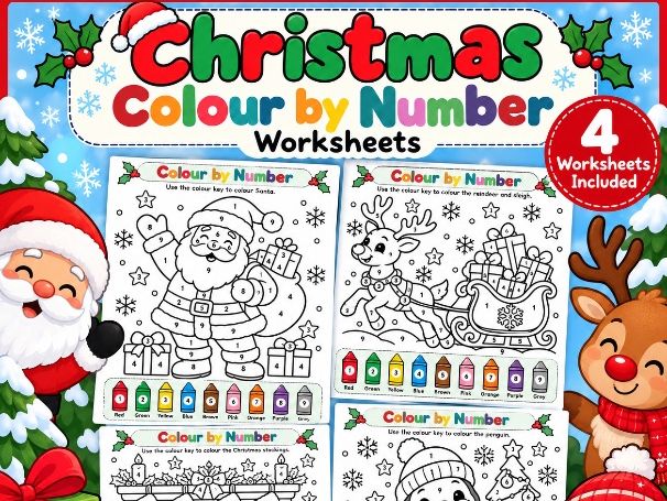 Christmas Colour by Number Worksheets | Christmas Maths Activity Pack