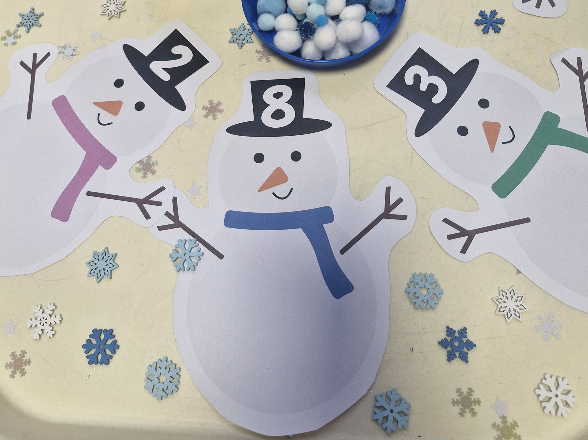 Snowman buttons counting
