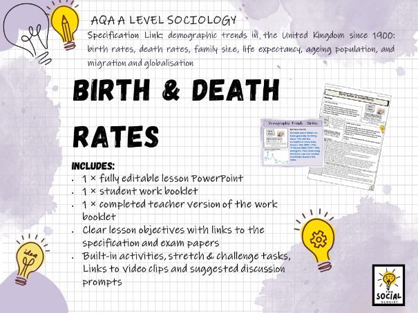 AQA A level Sociology - Families & Households - Births & Deaths