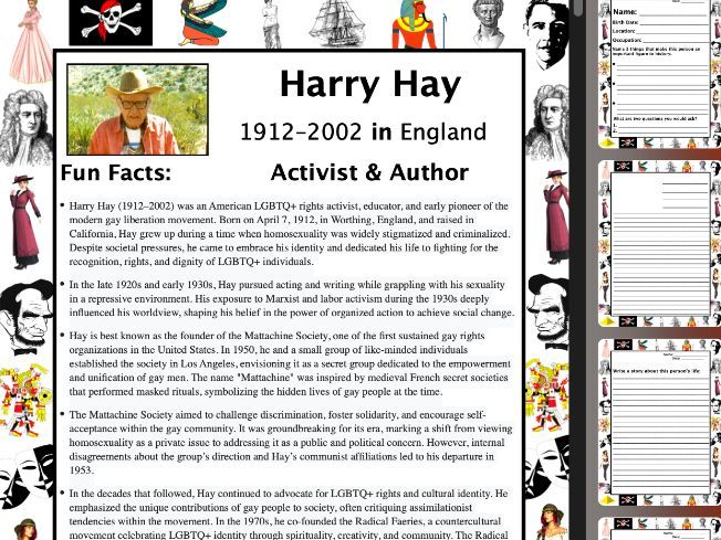 Harry Hay PACKET & ACTIVITIES, Important Historical Figures Series