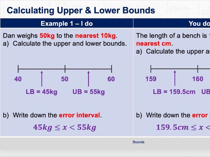 Bounds, Error Intervals & Calculations with Bounds