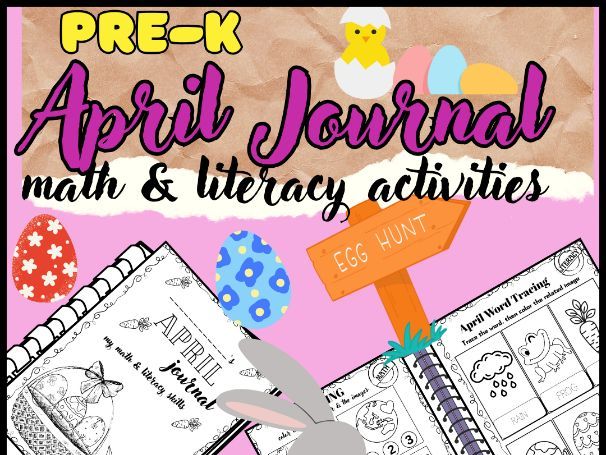 April Pre-K Monthly Journal | Literacy & Math Activities