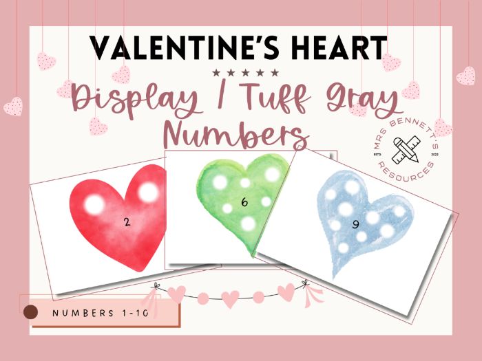Valentine's Day Heart Display Tuff Tray Numbers 1-10