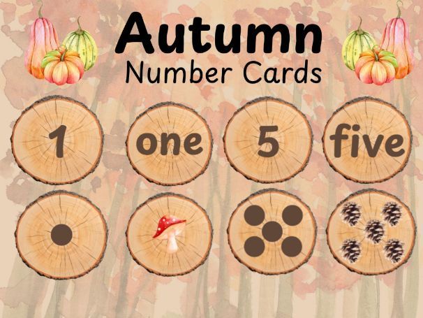 Autumn Numbers 1-10 | Number Words, Numerals & Quantities