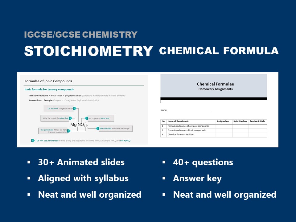 IGCSE/GCSE  Chemistry- Stoichiometry- Chemical Formulae