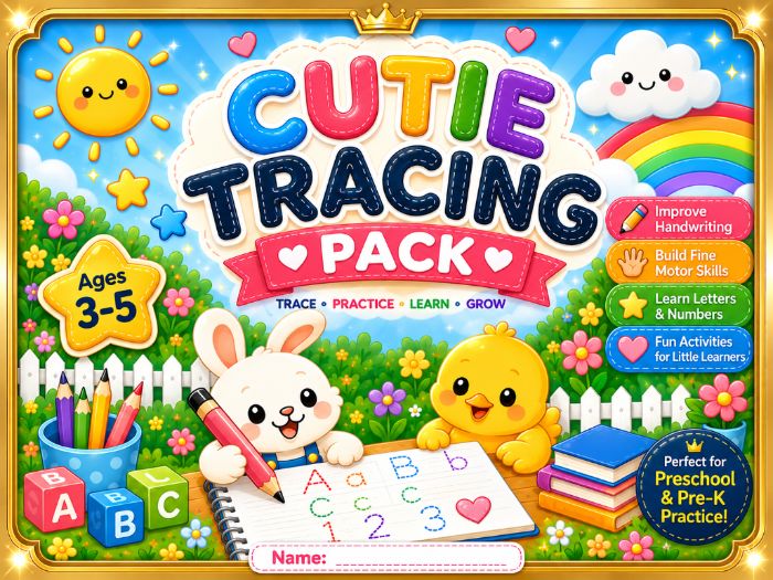 Cute Tracing Pack | Preschool & Pre-K Letters, Numbers and Fine Motor Practice