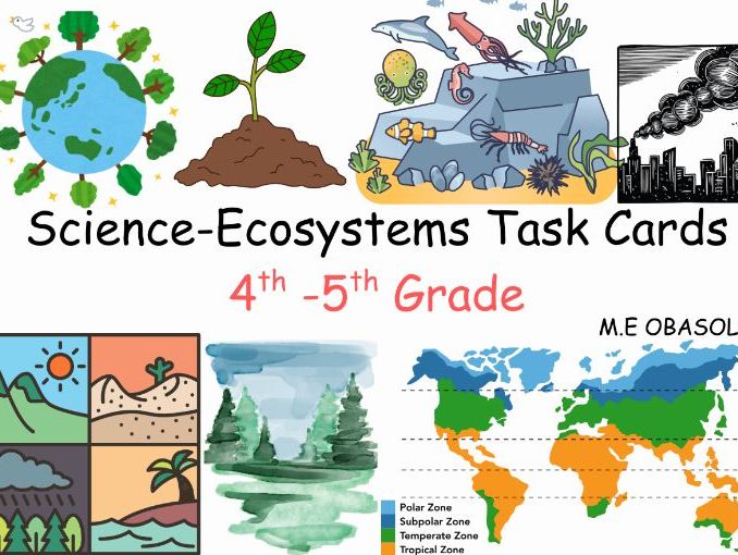 Science-Ecosystems & Habitats Task Cards 4th-6th Grade, TEST PREP