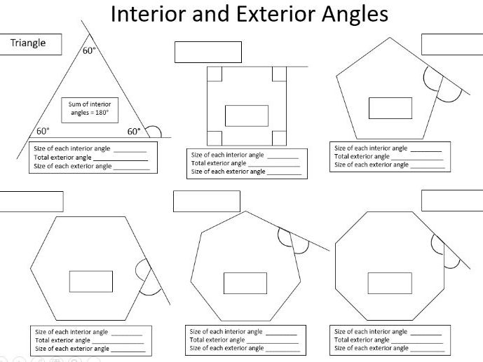Interior And Exterior Angles Worksheet Printable Word Searches