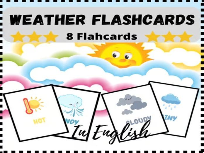 Beginner Weather Vocabulary Flashcards ESL ELL Young/English