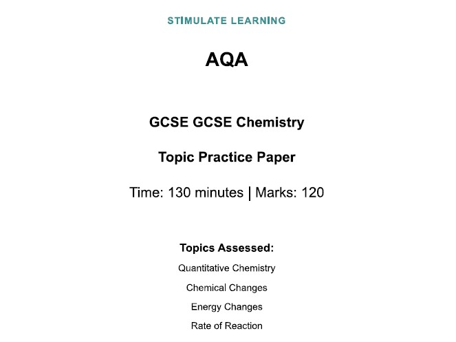 AQA GCSE Chemistry Paper 120 Marks Set